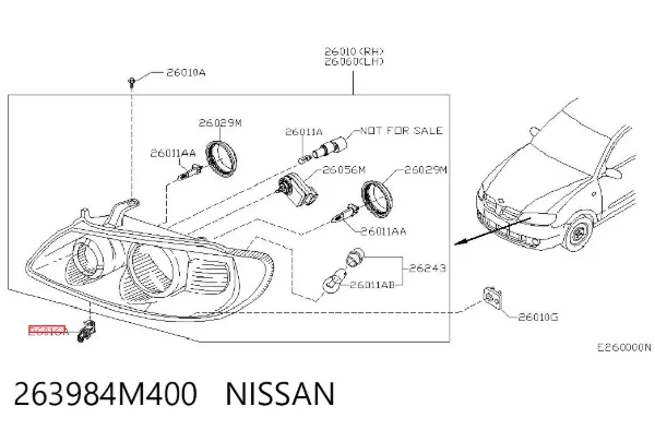 Wspornik (adapter) mocowania reflektora przedniego 263984M400 Nissan/Infiniti