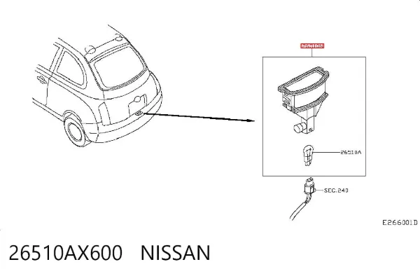 Lampa oświetlenia tylnej tablicy rejestracyjnej 26510AX600 Nissan/Infiniti