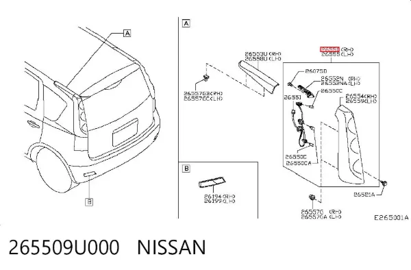 Lampa zespolona tylna prawa Nissan Note E11