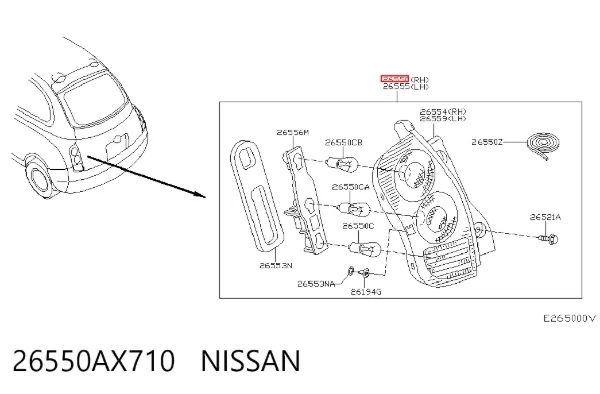 Lampa zespolona tylna prawa Nissan Micra K12