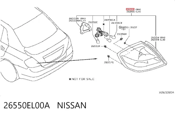 Lampa zespolona tylna prawa 26550EL00A Nissan/Infiniti