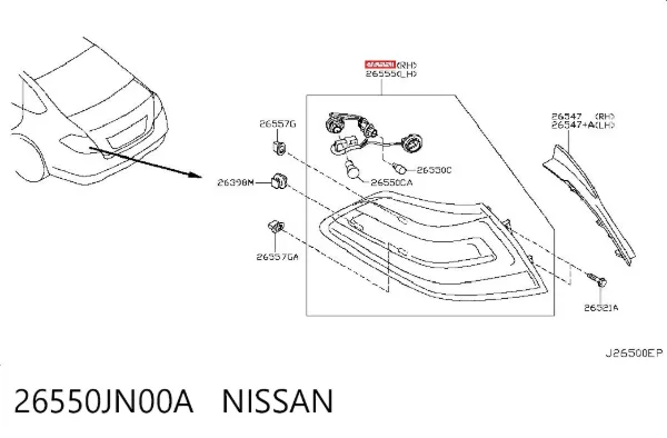 Lampa zespolona tylna prawa 26550JN00A Nissan/Infiniti