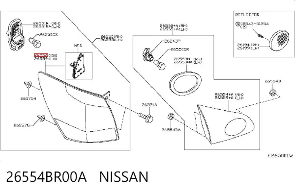 Lampa zespolona tylna prawa zewnętrzna 26554BR00A Nissan/Infiniti