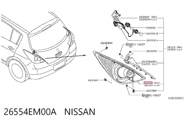 Lampa zespolona tylna prawa 26554EM00A Nissan/Infiniti