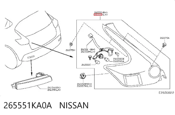 Lampa zespolona tylna lewa 265551KA0A Nissan/Infiniti