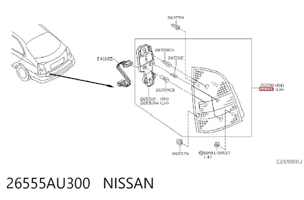 Lampa zespolona tylna lewa 26555AU300 Nissan/Infiniti