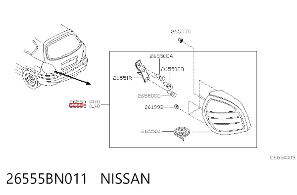 Lampa zespolona tylna lewa Nissan Almera II