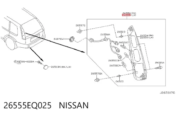 Lampa zespolona tylna lewa 26555EQ025 Nissan/Infiniti