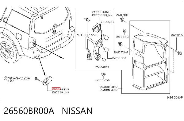 Lampa odblaskowa zderzaka tylnego prawa 26560BR00A Nissan/Infiniti