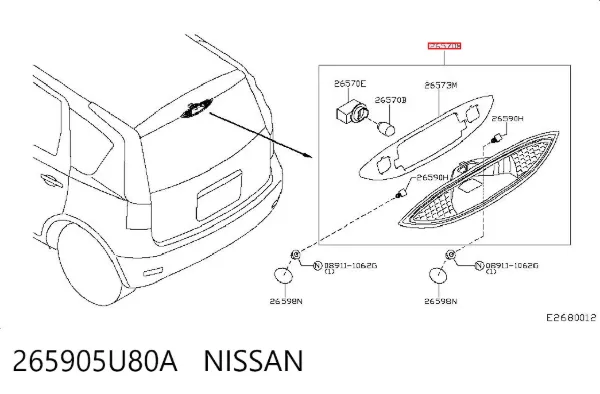 Lampa stop tylna dodatkowa Nissan Note E11