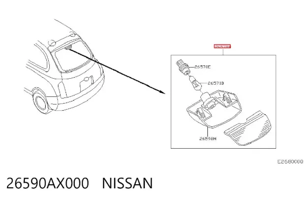 Lampa stop tylna dodatkowa Nissan Micra K12