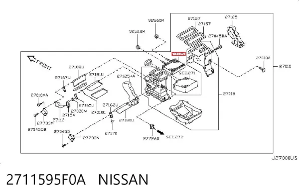 Chłodnica nagrzewnicy (ogrzewacza) 2711595F0A Nissan/Infiniti