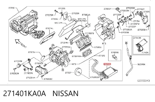 Chłodnica nagrzewnicy (ogrzewacza) 271401KA0A Nissan/Infiniti