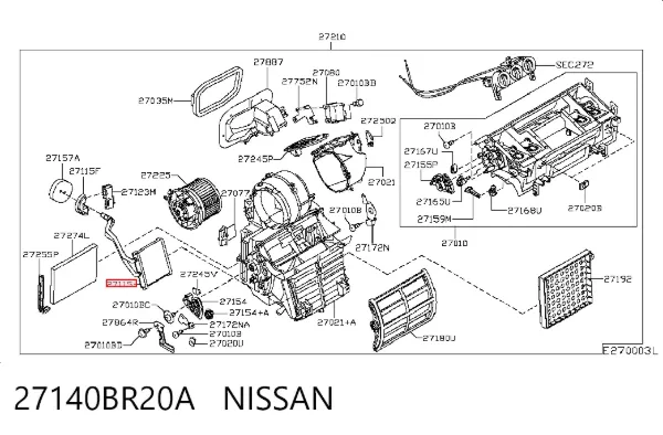 Chłodnica nagrzewnicy (ogrzewacza) 27140BR20A Nissan/Infiniti