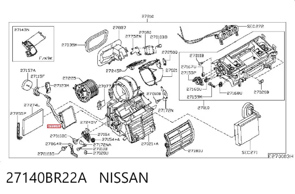 Chłodnica nagrzewnicy (ogrzewacza) 27140BR22A Nissan/Infiniti