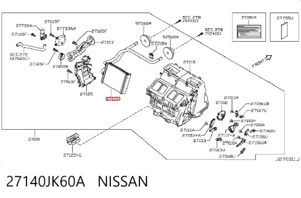 Chłodnica nagrzewnicy (ogrzewacza) 27140JK60A Nissan/Infiniti