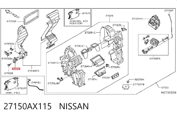 Rezystor wentylatora nagrzewnicy (ogrzewacza kabiny) 27150AX115 Nissan/Infiniti