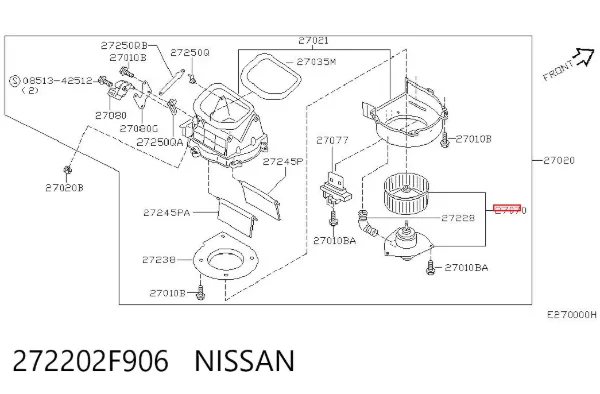 Silniczek wentylatora nagrzewnicy (ogrzewacza wnętrza) Nissan Primera P11