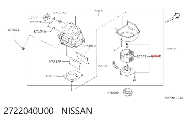 Silniczek wentylatora nagrzewnicy (ogrzewacza wnętrza) 2722040U00 Nissan/Infiniti