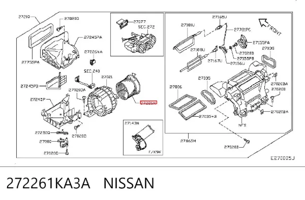 Silniczek wentylatora nagrzewnicy (ogrzewacza wnętrza) 272261KA3A Nissan/Infiniti