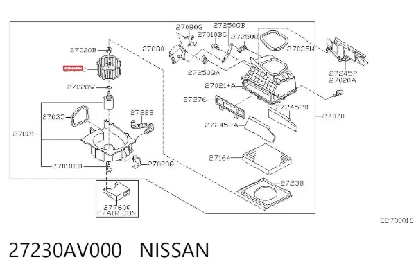 Silniczek wentylatora nagrzewnicy (ogrzewacza wnętrza) 27230AV000 Nissan/Infiniti