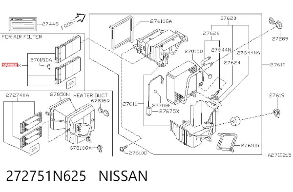 Filtr kabiny 272751N625 Nissan/Infiniti