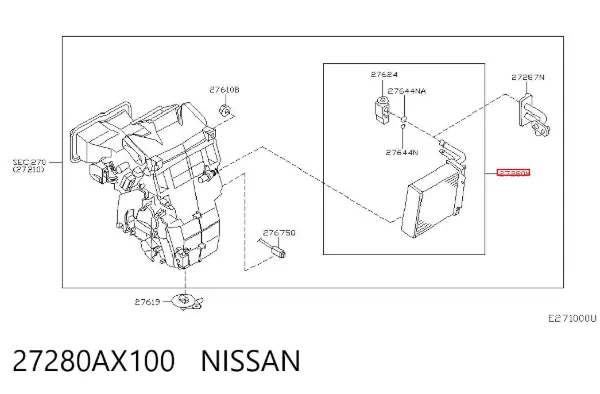 Parownik klimatyzacji 27280AX100 Nissan/Infiniti