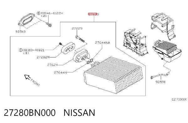 Parownik klimatyzacji 27280BN000 Nissan/Infiniti
