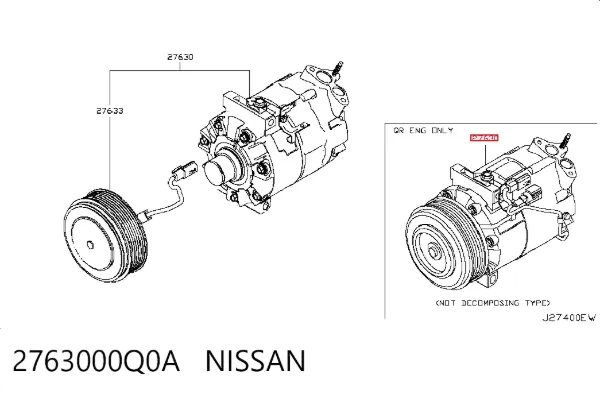 Sprężarka klimatyzacji 2763000Q0A Nissan/Infiniti