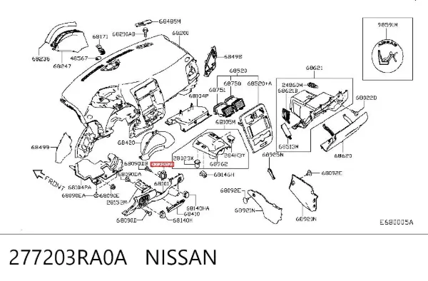 Czujnik temperatury wewnętrznej 277203RA0A Nissan/Infiniti
