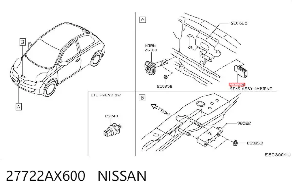 Czujnik temperatury zewnętrznej 27722AX600 Nissan/Infiniti