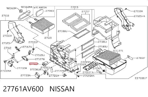 Rezystor wentylatora nagrzewnicy (ogrzewacza kabiny) 27761AV600 Nissan/Infiniti