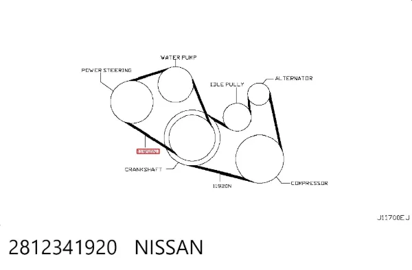 Pas napędowy mechanizmów 2812341920 Nissan/Infiniti
