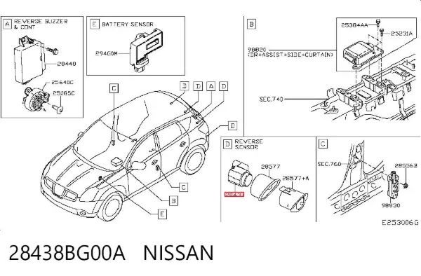 Czujnik parkowania tylny 28438BG00A Nissan/Infiniti