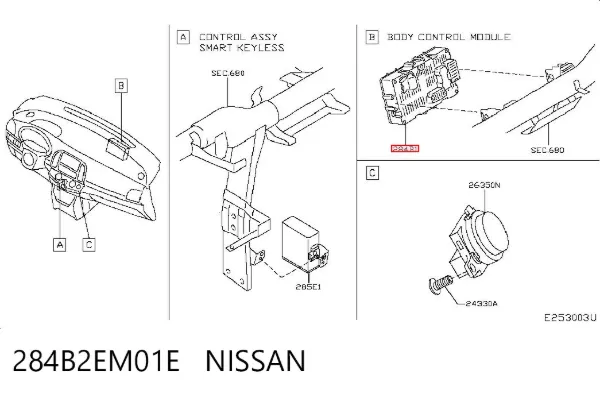 Blok komfortu 284B2EM01E Nissan/Infiniti
