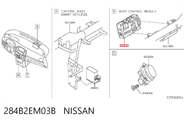 Blok komfortu 284B2EM03B Nissan/Infiniti