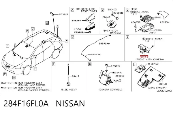 Kamera systemu zapewnienia widoczności 284F16FL0A Nissan/Infiniti
