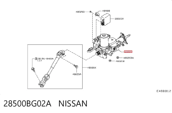 Kolumna (wał) kierownicza (kierownicy) Nissan Note E11