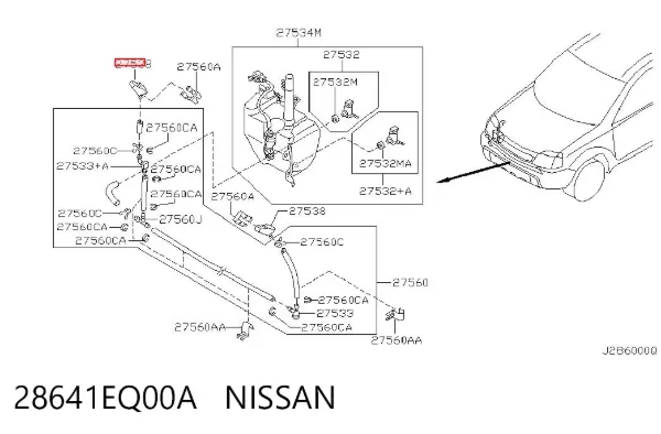 Dysza spryskiwacza reflektora przedniego 28641EQ00A Nissan/Infiniti