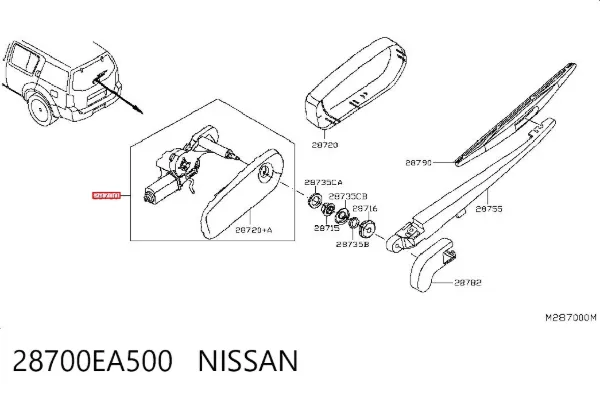 Silniczek wycieraczki tylnej szyby Nissan Pathfinder R51M