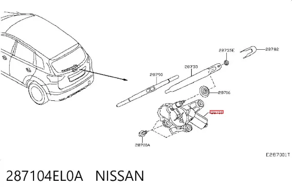 Silniczek wycieraczki tylnej szyby 287104EL0A Nissan/Infiniti