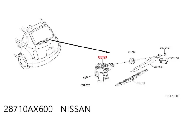 Silniczek wycieraczki tylnej szyby 28710AX600 Nissan/Infiniti