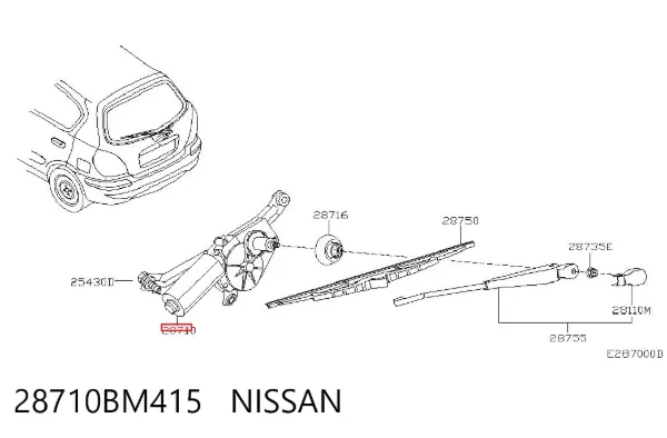 Silniczek wycieraczki tylnej szyby Nissan Almera II