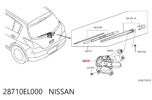 Silniczek wycieraczki tylnej szyby Nissan Tiida C11X