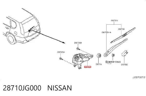 Silniczek wycieraczki tylnej szyby Nissan X-Trail T31