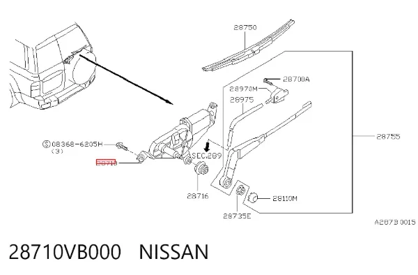 Silniczek wycieraczki tylnej szyby Nissan Patrol Y61