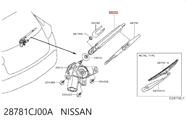 Ramię wycieraczki szyby tylnej 28781CJ00A Nissan/Infiniti