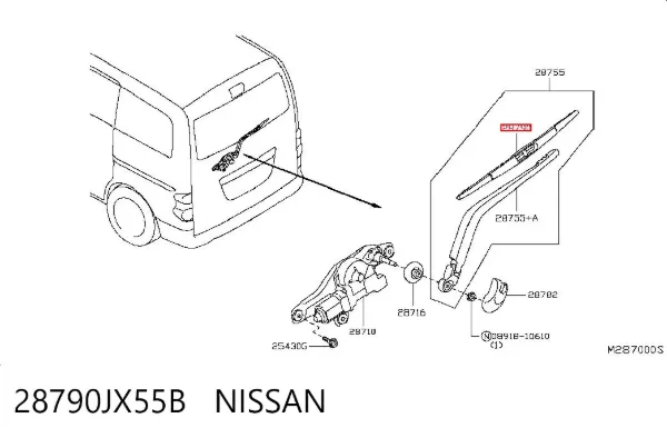 Pióro wycieraczki szyby tylnej 28790JX55B Nissan/Infiniti