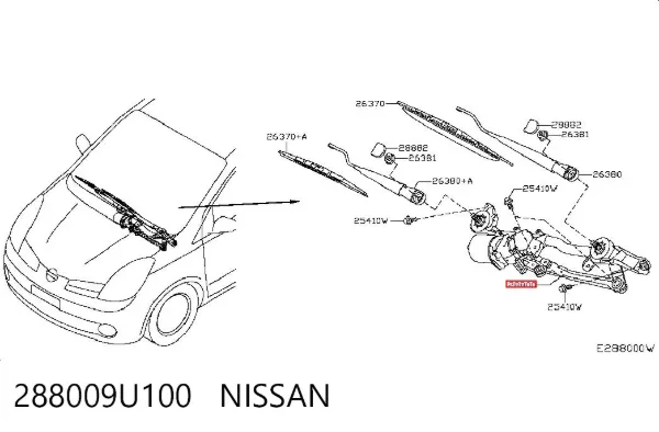 Mechanizm wycieraczek 288009U100 Nissan/Infiniti