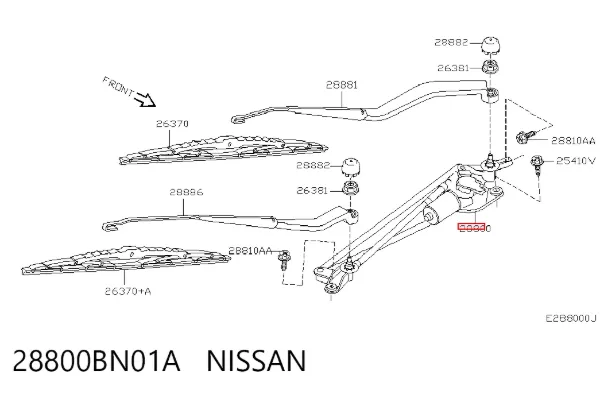 Mechanizm wycieraczek 28800BN01A Nissan/Infiniti